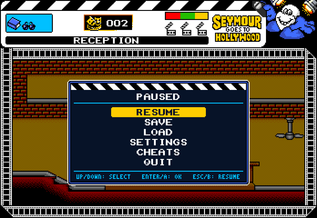 The pause menu