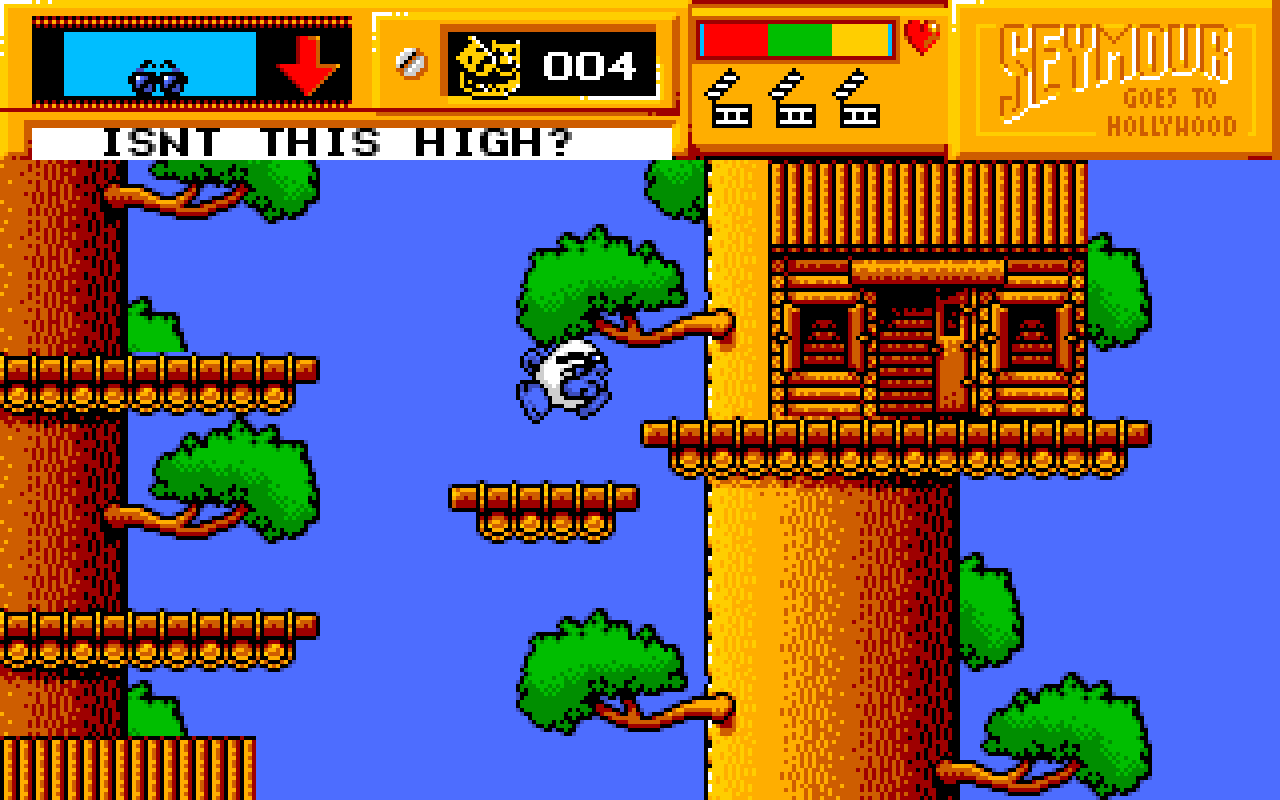 ISNT THIS HIGH?: a hut at the top of the trees.