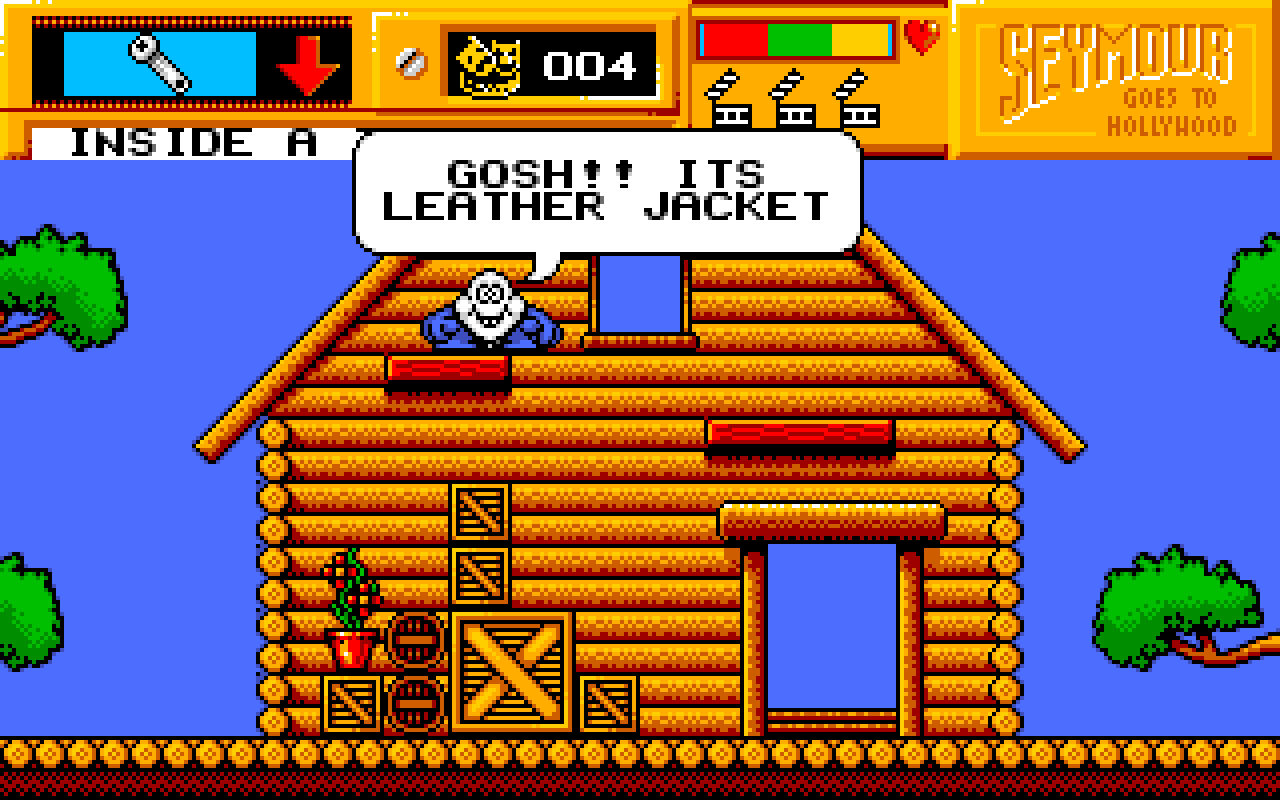 The village hut: "GOSH!! ITS LEATHER JACKET".