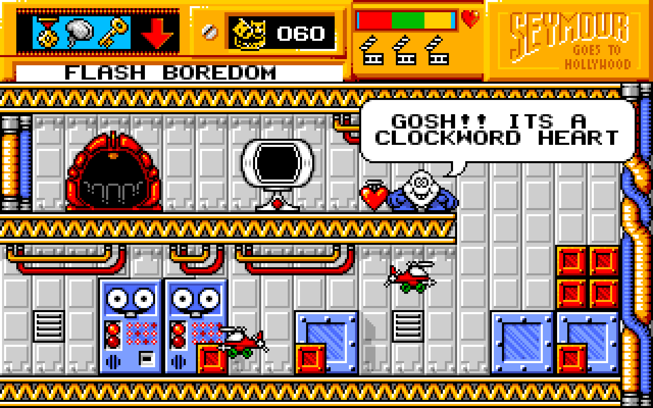 FLASH BOREDOM: "GOSH!! ITS A CLOCKWORD HEART" (sic).