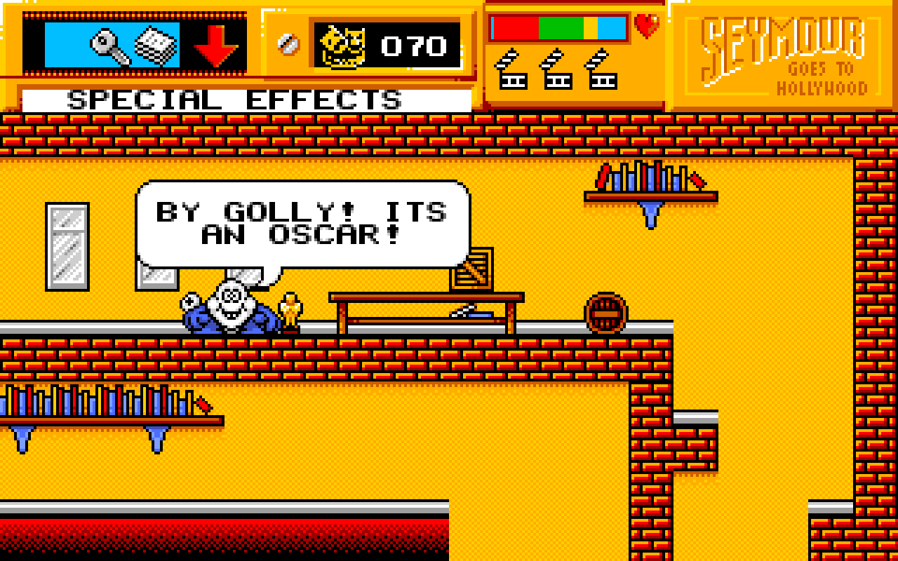 SPECIAL EFFECTS: the barrel... "BY GOLLY! ITS AN OSCAR!"